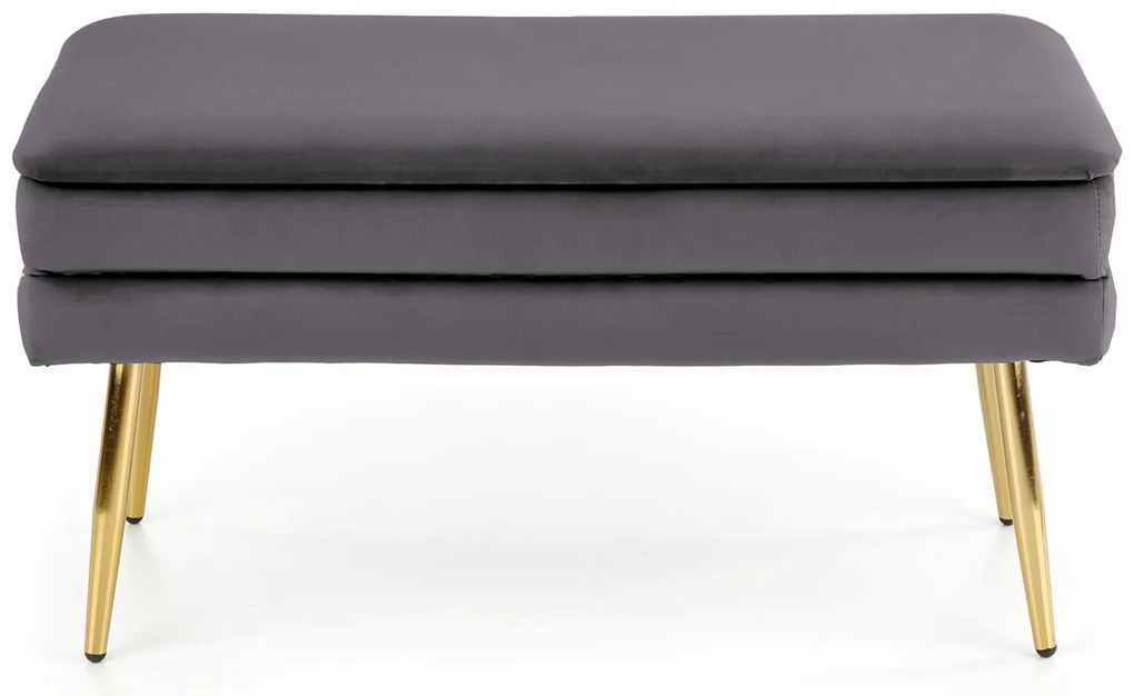 VELVA ławka tapicerowana z pojemnikiem szary velvet, złoty chrom