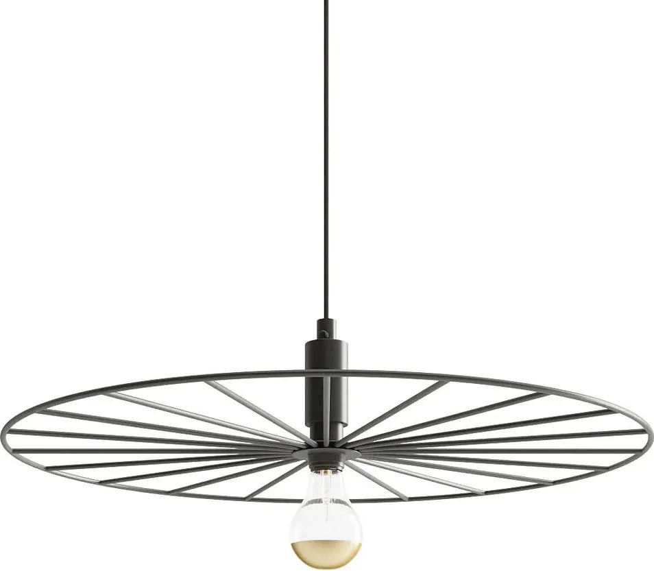 Czarna duża lampa wisząca z drucianym kloszem 60 cm - 3X A194 C5-T30