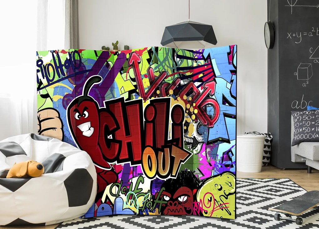 Parawan dwustronny Street art 225x172 cm 5-częściowy czerwony ARTGEIST B
