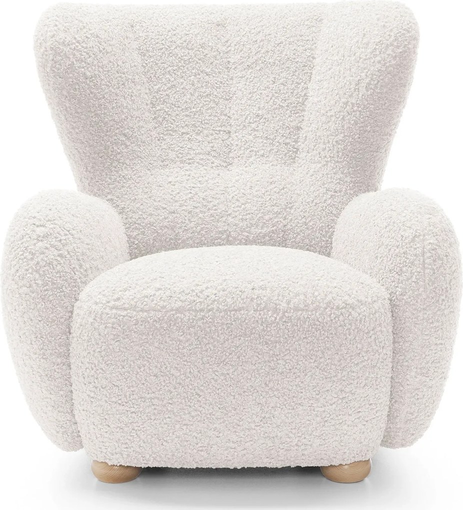 Biały fotel uszak boucle do pokoju F2-Z88