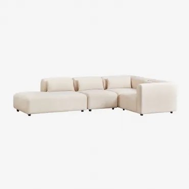 Sofa Modułowy Narożny 4-częściowy Z Lewym Szezlongiem Fogler Sztruks Beż Lniany - Sklum
