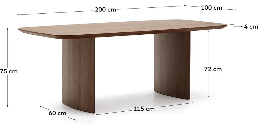 Brązowy stół w dekorze orzecha 100x200 cm Litto – Kave Home
