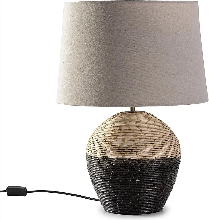 Lampa stołowa Oyuki z wikliny naturalnej, średnica 40,5 cm.