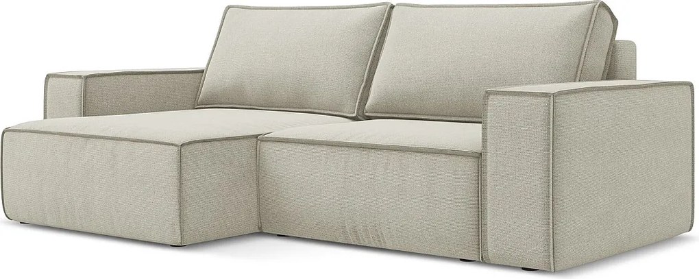 Narożnik lewostronny z funkcją spania - z tkaniny strukturalnej - jasny beż - KIMO