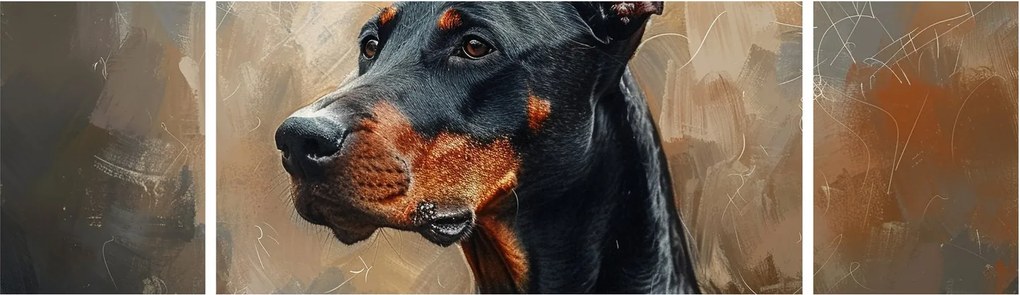 Obraz - Portret Dobrmana (170x50 cm)