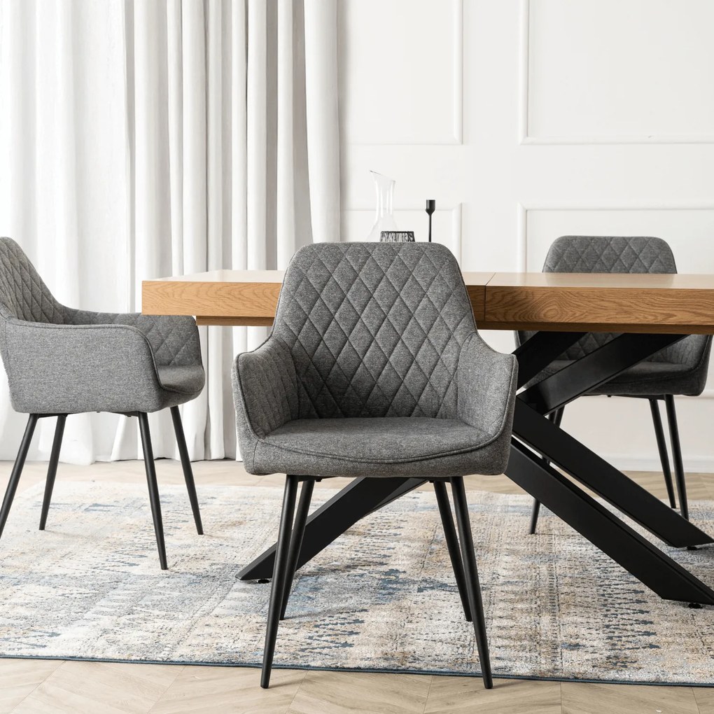 Krzesło Tapicerowane do Jadalni BRESSO 2 Szare Nowoczesne Loft