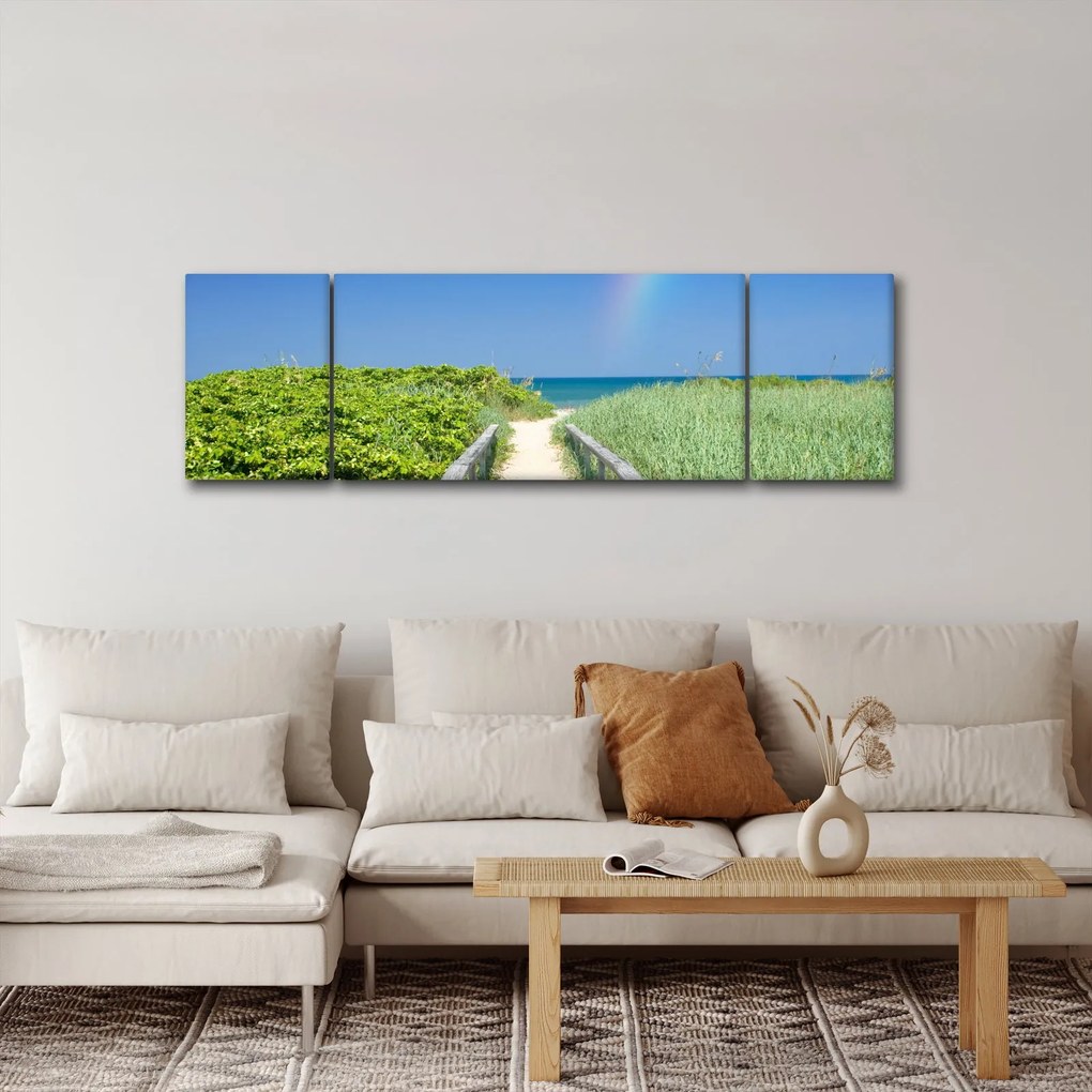 Obraz - Krajobraz i tęcza (170x50 cm)
