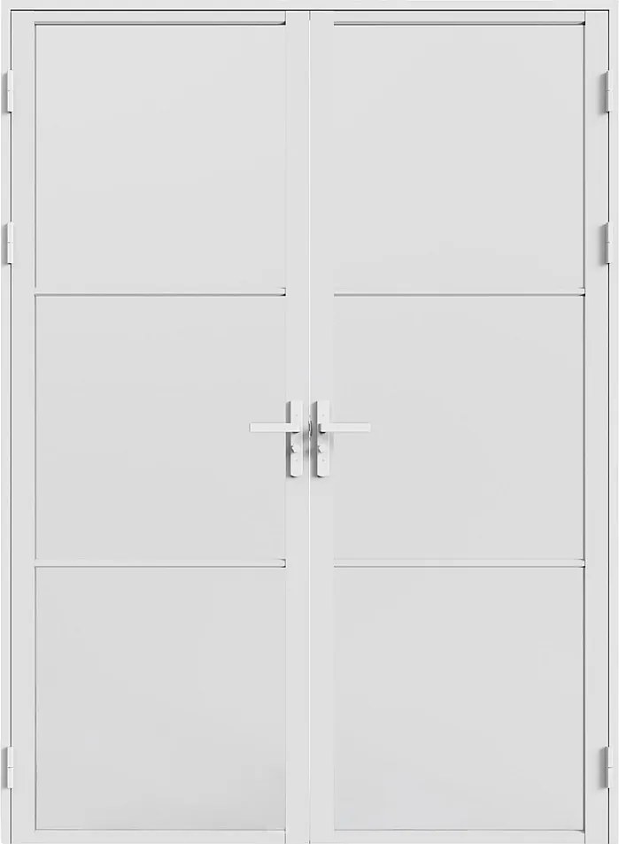 Odwracalny blok drzwiowy dwuskrzydłowy z aluminium i matowego szkła - 2 x W204 x S73 cm - Biały - MASERU