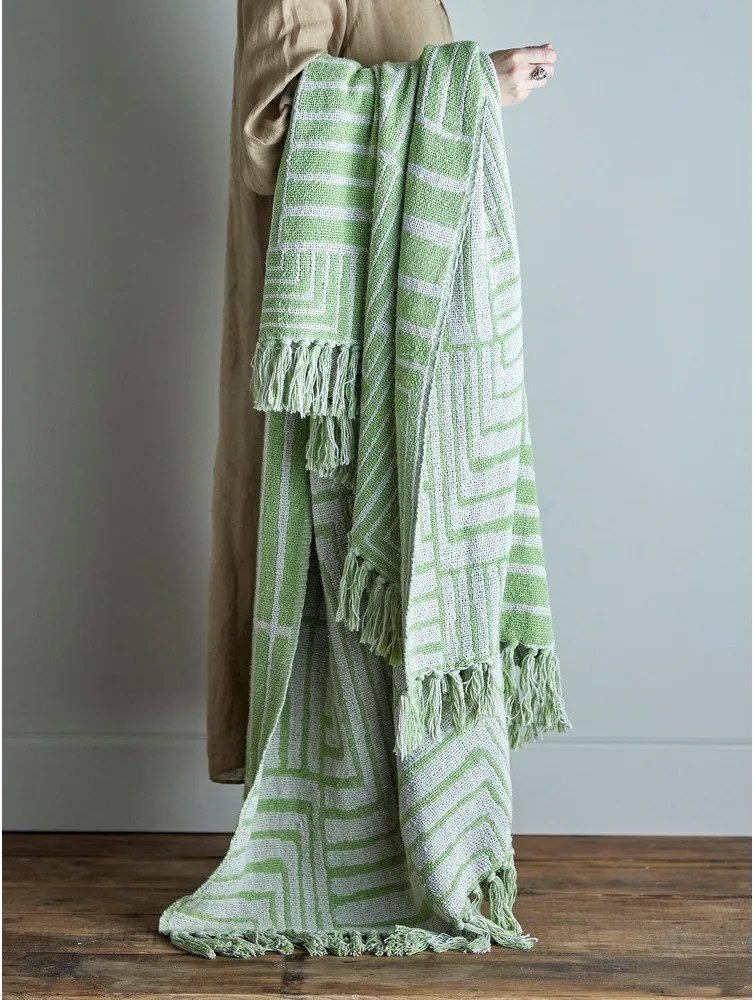 Zielony koc z mieszanki bawełny 130x155 cm Velva – Bloomingville