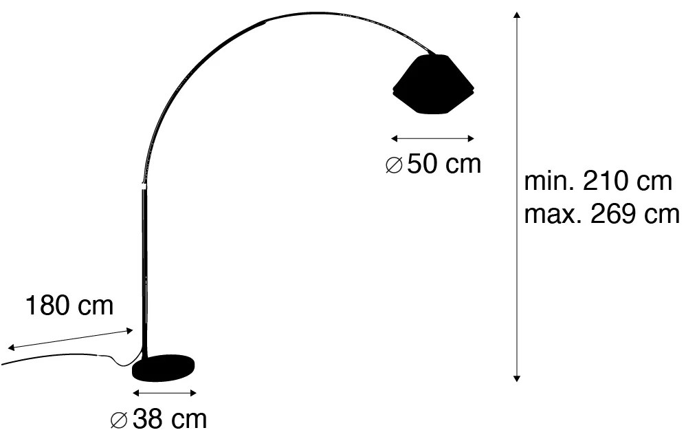 Mosiężna lampa łukowa z czarnym i podwójnym aksamitnym abażurem zielonym - XXL