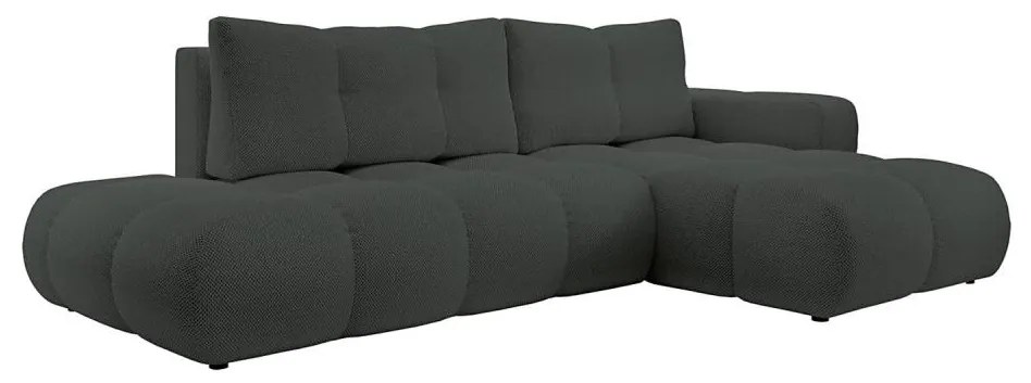 Rozkładany narożnik tapicerowany z pojemnikiem na pościel, układ L ALMADA prawy antracyt