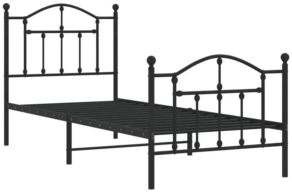 Czarne Metalowe Łóżko Pojedyncze 90X200 Cm F5-H57