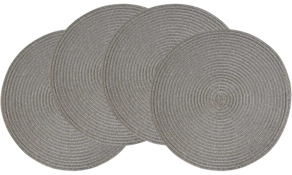 Altom Podkładka Straw srebrny, śr. 38 cm, zestaw 4 szt.