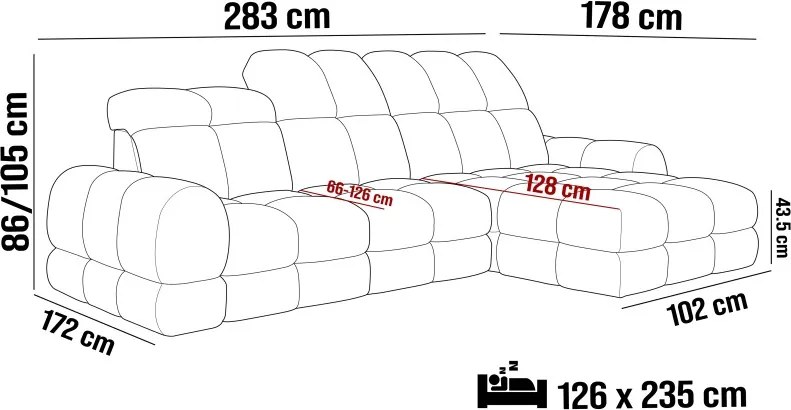 Narożnik TOLLO MINI S Prawostronny Elektryczna regulacja Anthology 18 kolor Szary WERSAL