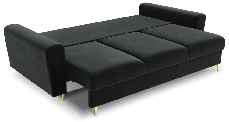 Ciemnoszara aksamitna rozkładana/ze schowkiem sofa 235 cm Kyoto – Cosmopolitan Design