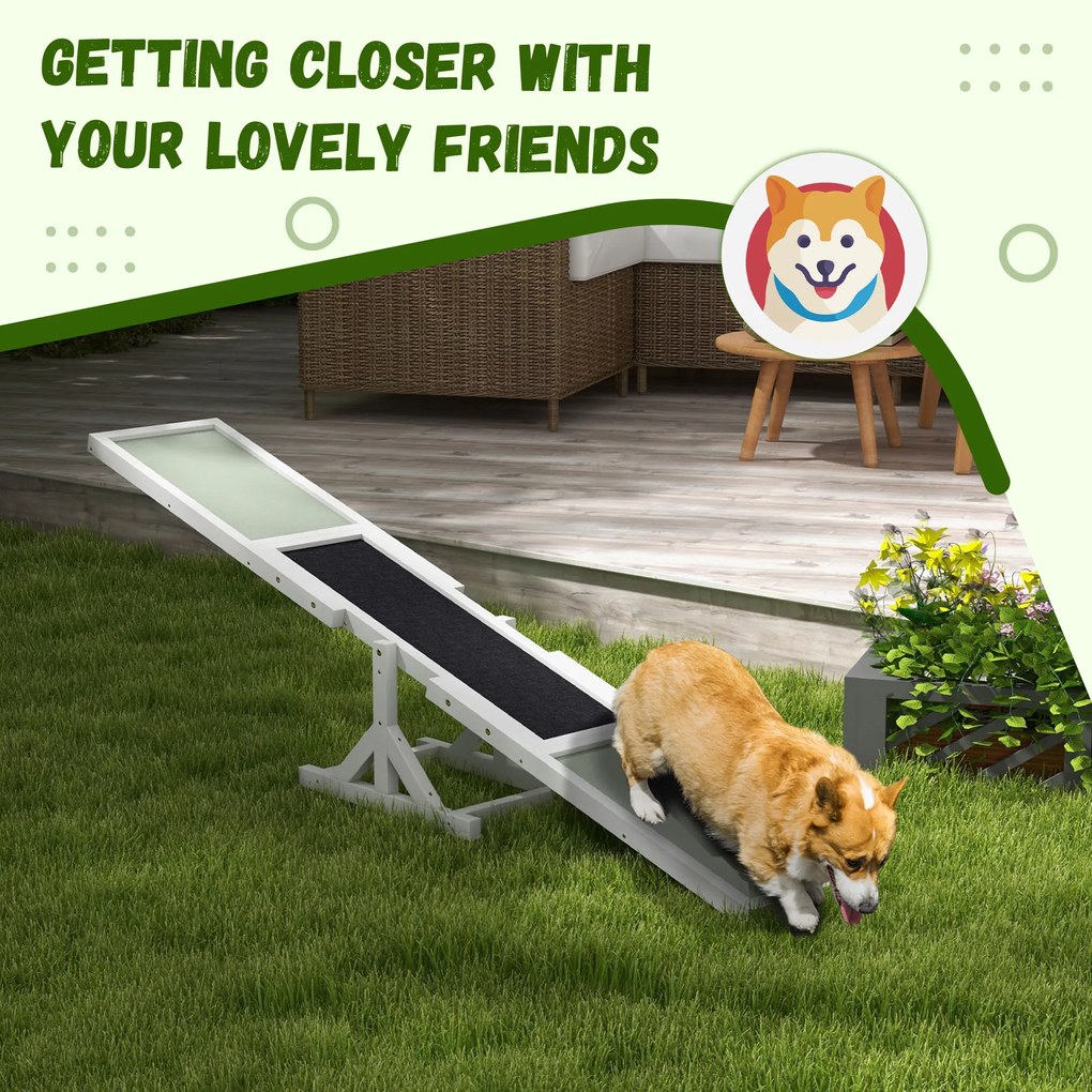 PawHut Wippe dla psów do treningu agilności, antypoślizgowa, do 50 kg, 180 x 30 x 30 cm