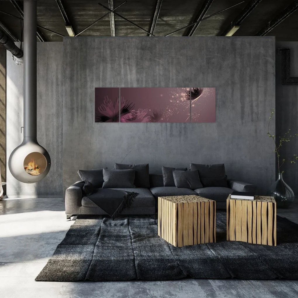Obraz kwiatu z motylem (170x50 cm)