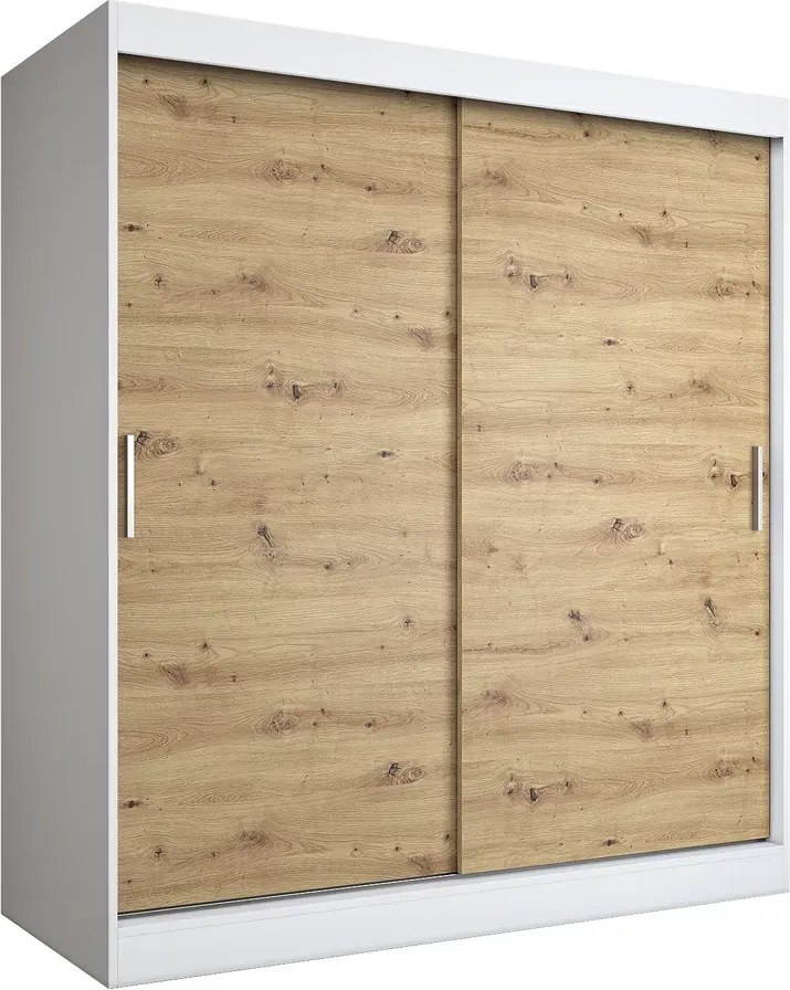 Szafa przesuwna 180 cm biel + dąb artisan A6-P49