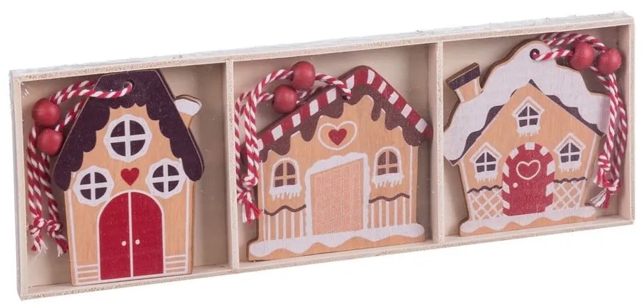 Drewniane ozdoby świąteczne zestaw 6 szt. 7 cm Ginger House – Casa Selección