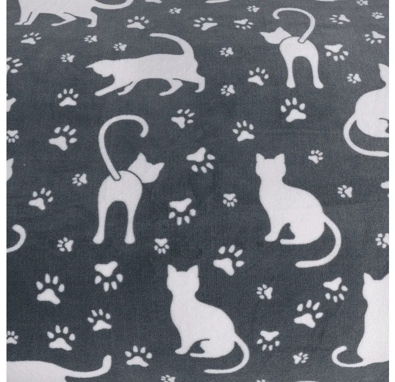 PrzytulneMieszkanie.pl PrzytulneMieszkanie.pl Pościel z mikropluszu BIAŁE KOTY szare Rozmiar pościeli: 2 szt 70 x 90 cm | 200 x 220 cm