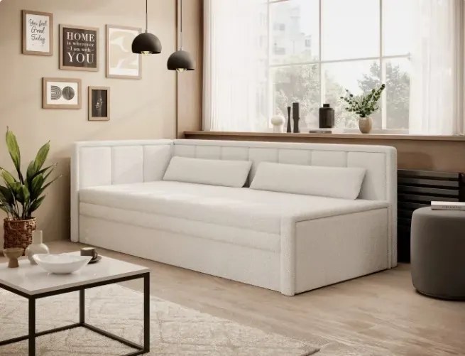 Sofa rozkładana z funkcją spania FULGEO kremowa lewa ELTAP