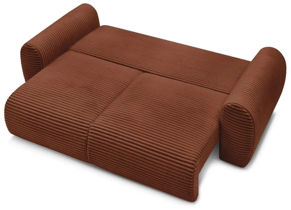 Ceglasta sztruksowa rozkładana sofa 257 cm Lucien – Bobochic Paris