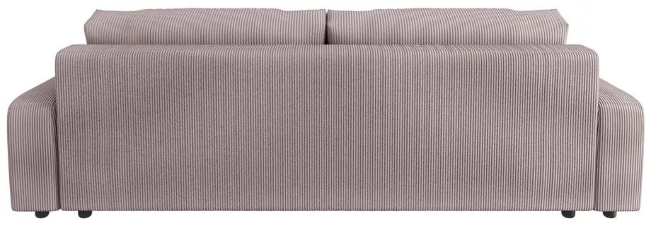Jasnoróżowa sztruksowa rozkładana sofa ze schowkiem 234 cm Sara – Ropez