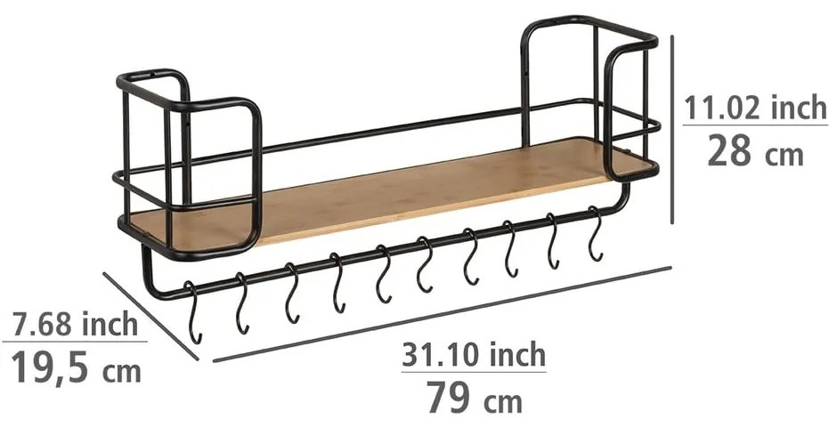 Czarna metalowa półka 79 cm Loft – Wenko