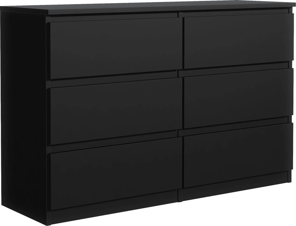 Komoda NUDO 138,5 cm do Salonu Sypialni 6 Szuflad Czarny