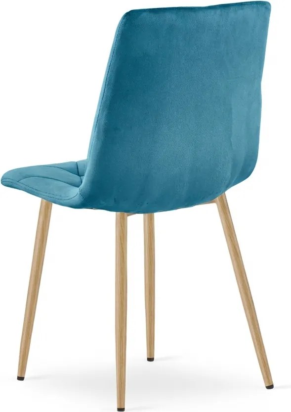 Turkusowe aksamitne krzesło jadalniane LIBRA