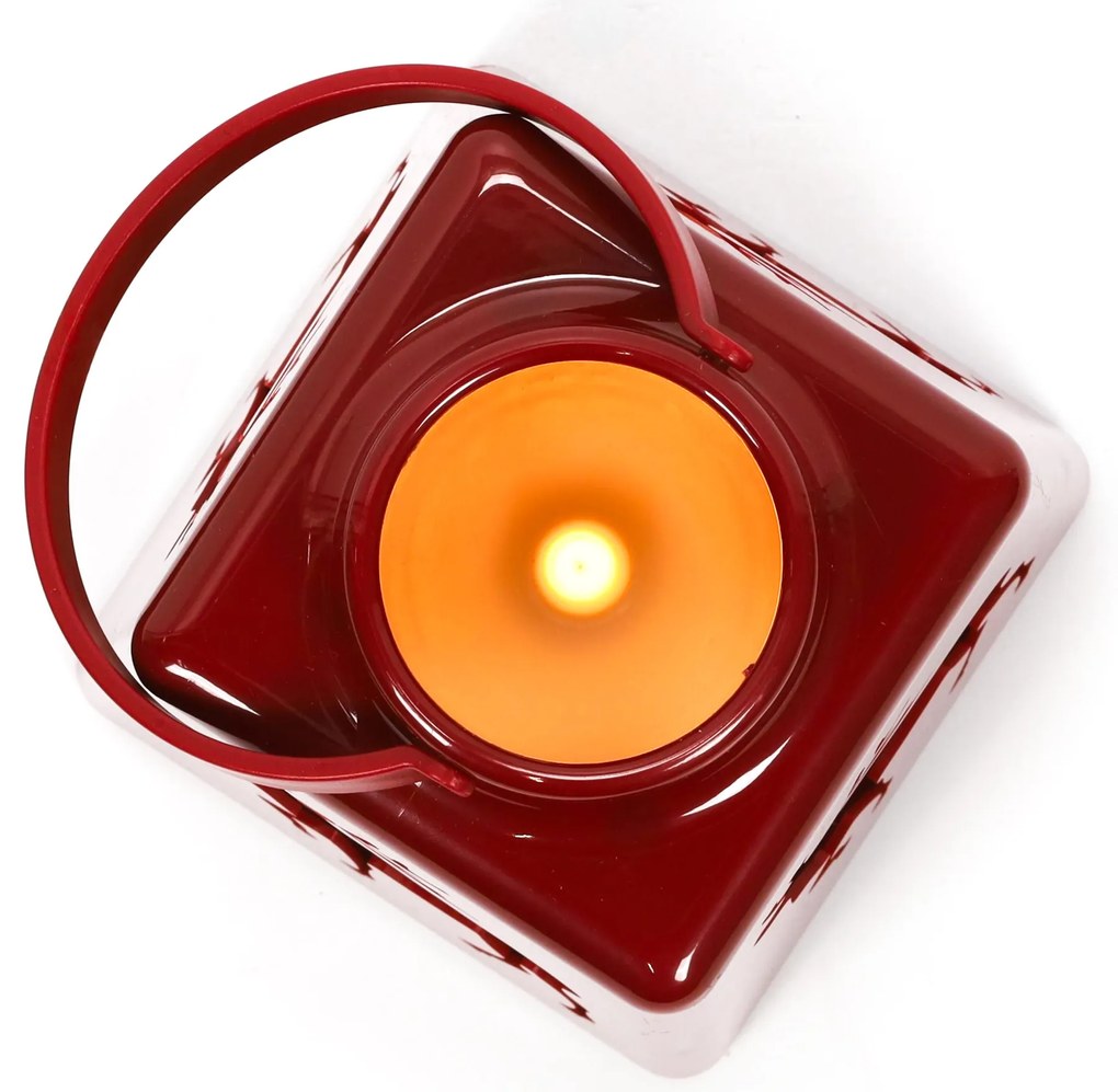 Świąteczny lampion ze świecą LED, 14 cm