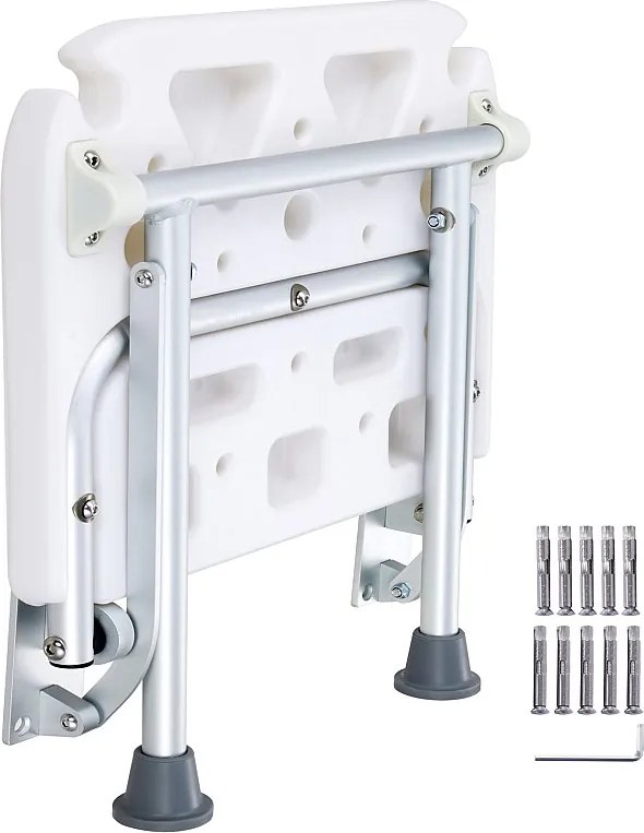 Składana Krzesło Do Pryszniców z PE SucceBuy, 40 x 38 cm, Montaż Ścienne 227 kg, Oszczędność Miejsca dla Wszystkich grup Wiekowych w Domu