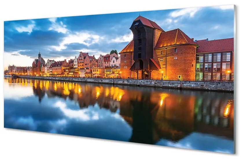 Obraz na szkle Gdańsk Rzeka budynki