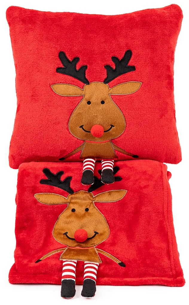 4Home Świąteczna poszewka na poduszkę Happy Reindeer, 40 x 40 cm
