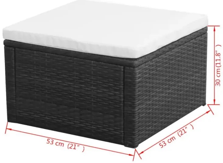 Czarny puf ogrodowy z poduszką G6-D12