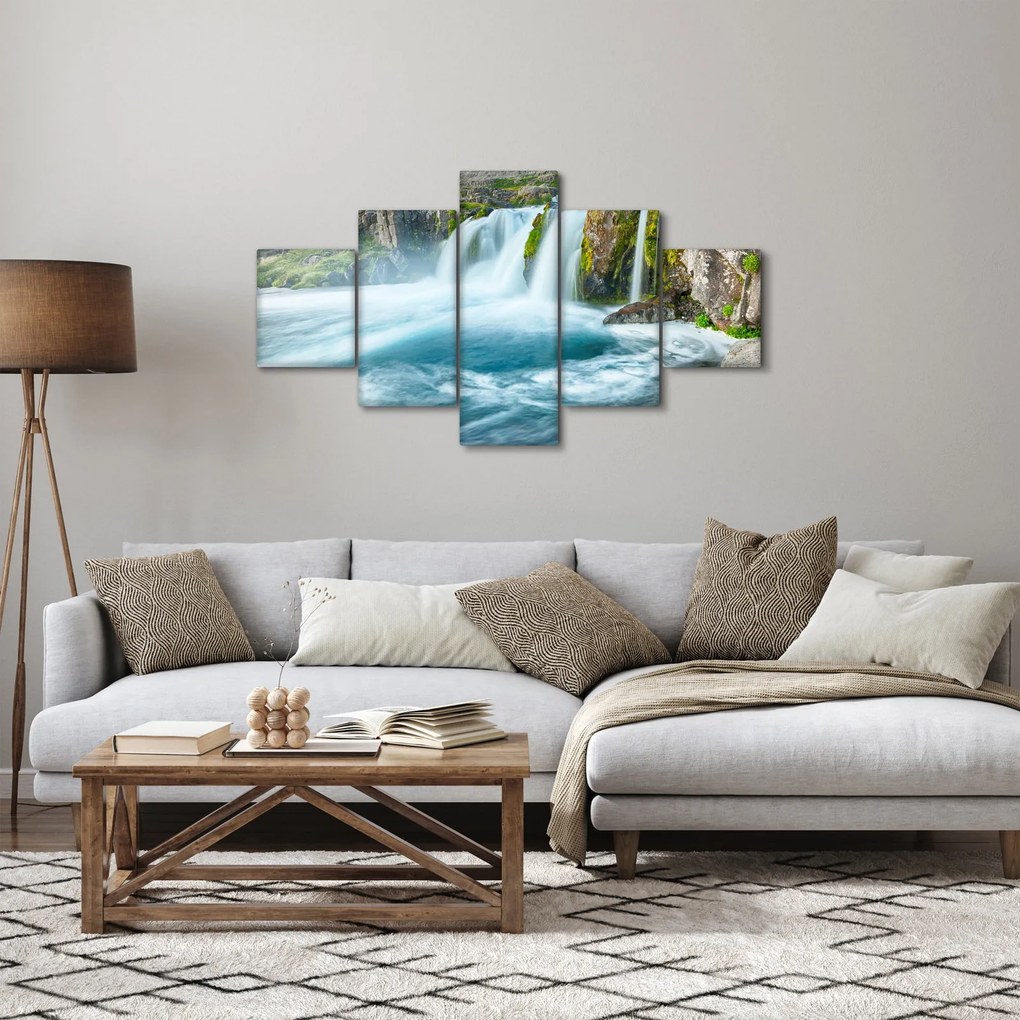 Obraz - Skały z wodospadami (125x70 cm)