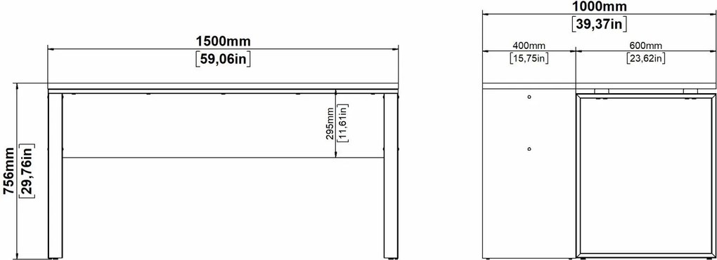 Biurko z przedłużeniem Sign 150 jackson hickory/biały mat