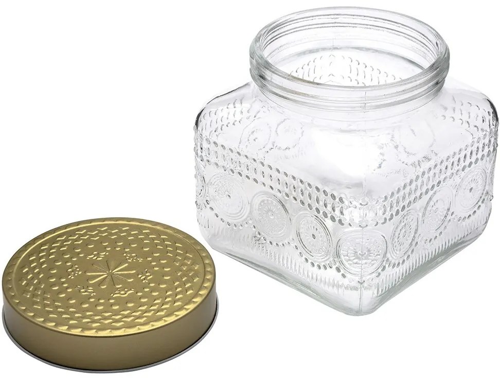 Altom Zestaw szklanych pojemników z złotą pokrywką Daisy 1,3 l, 4 szt., 1,3 l