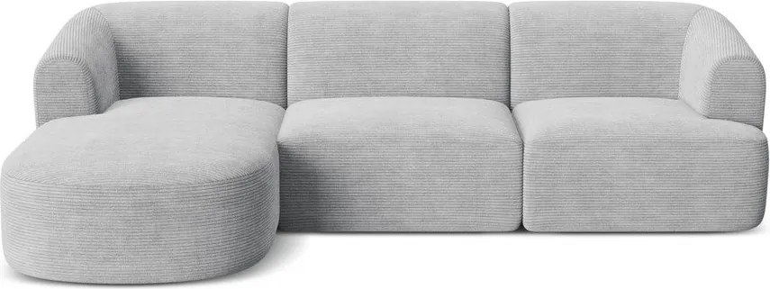 Jasnoszary sztruksowy narożnik (lewostronny/z szezlongiem) Campi – Cosmopolitan Design