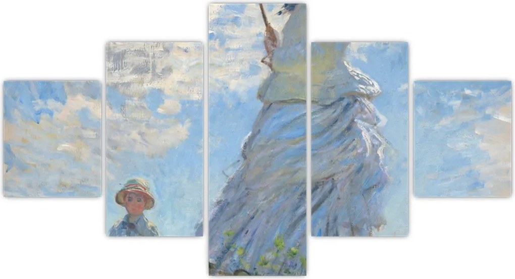 Obraz - Claude Monet, Woman with a Parasol - Madame Monet and Her Son, reprodukcje (125x70 cm)
