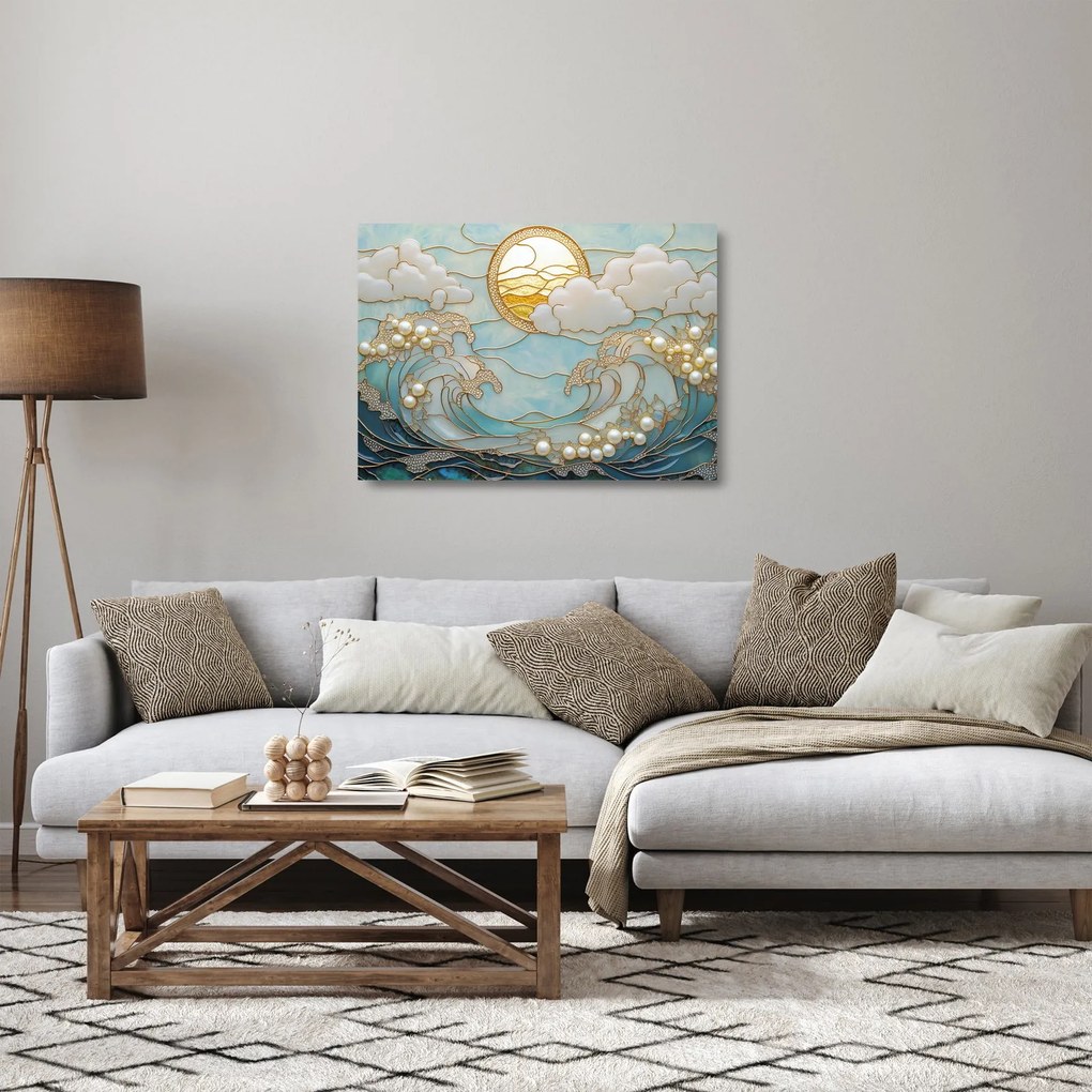 Obraz na szkle - 3D perły w oceanie (70x50 cm)
