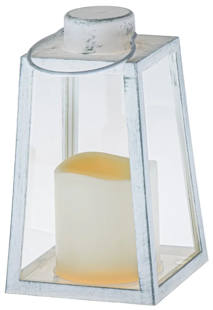 Lampa stołowa z lampką LED Edera biała, 10 x 18 x10 cm, plastik, patyna