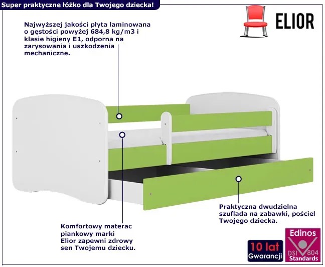 Łóżko dziecięce z barierką Rostok 2X 80x180 - zielone