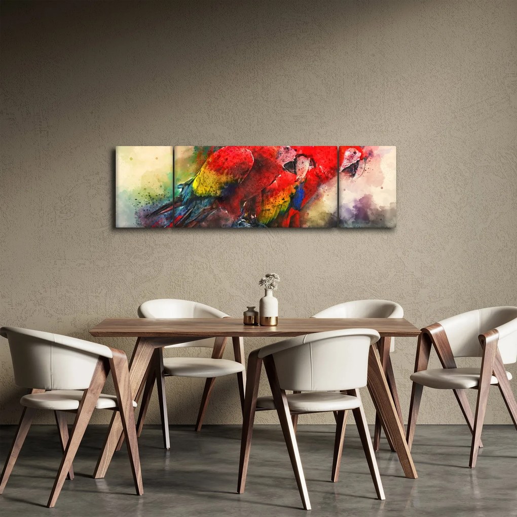 Obraz czerwonych papug Ara (170x50 cm)