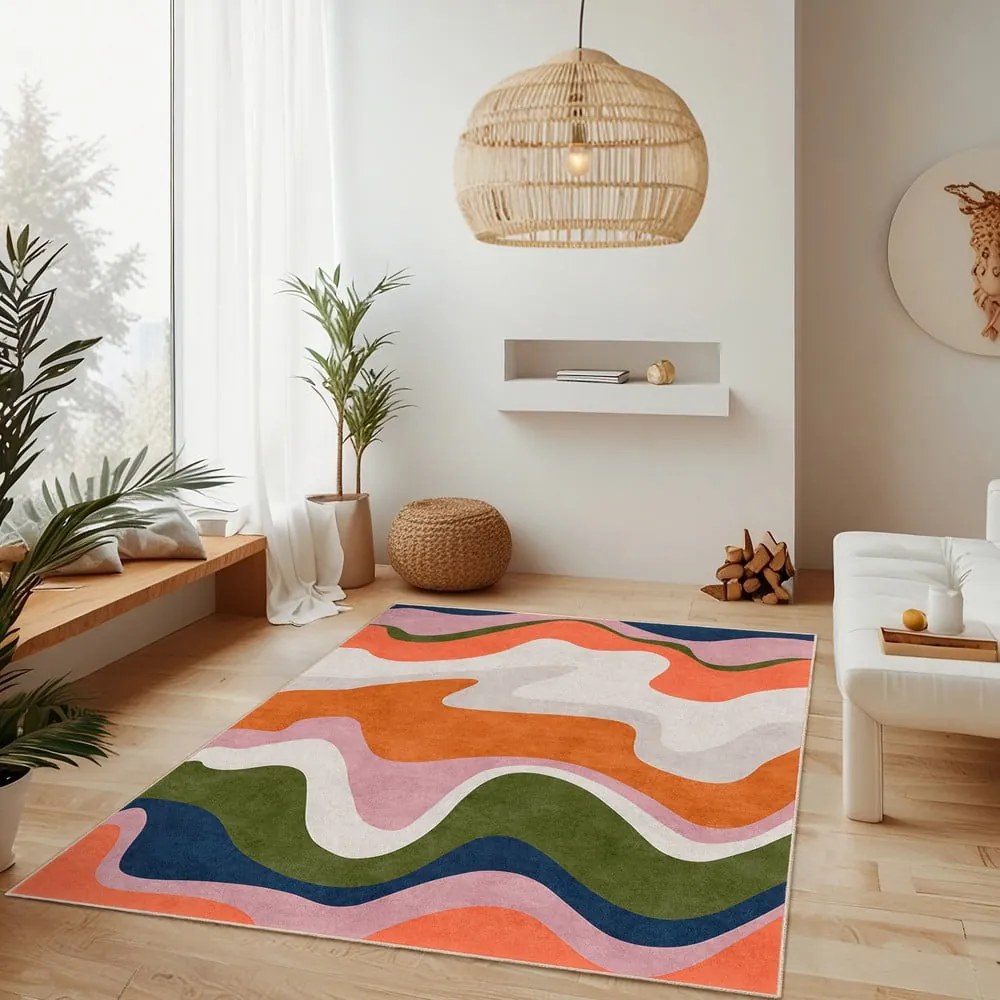 Pomarańczowy chodnik odpowiedni do prania 80x200 cm Squiggly Orange – Mila Home