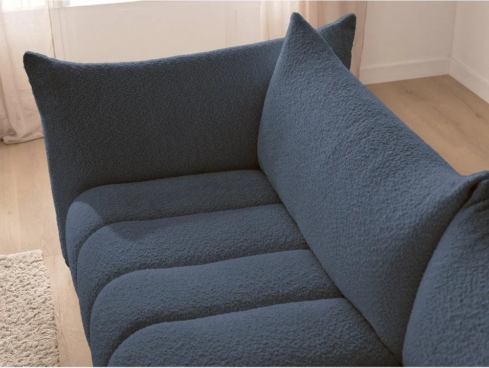 Ciemnoniebieski narożnik z materiału bouclé (lewostronny/z szezlongiem) Azra – Bobochic Paris