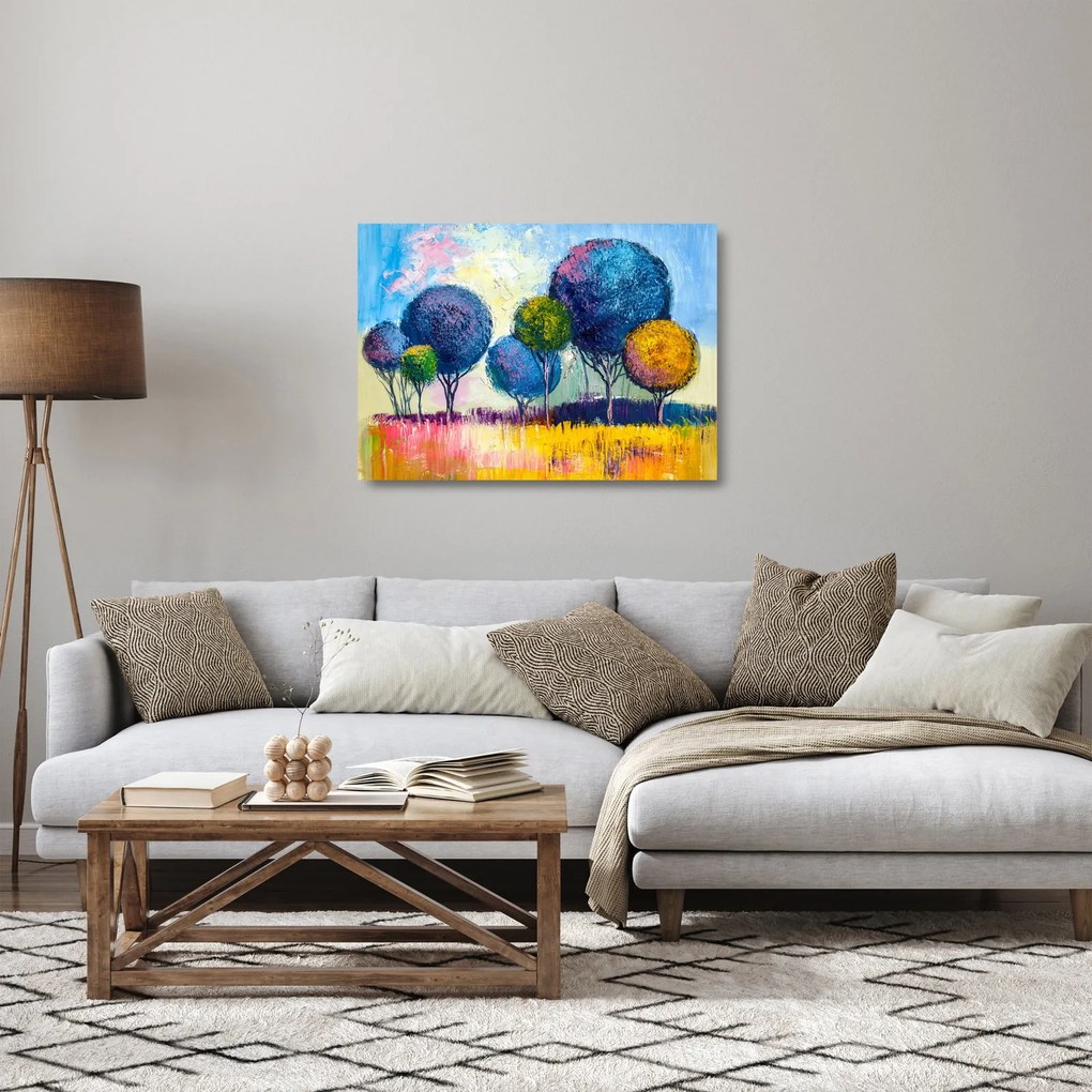 Obraz na szkle drzew kopułowych, obraz olejny (70x50 cm)