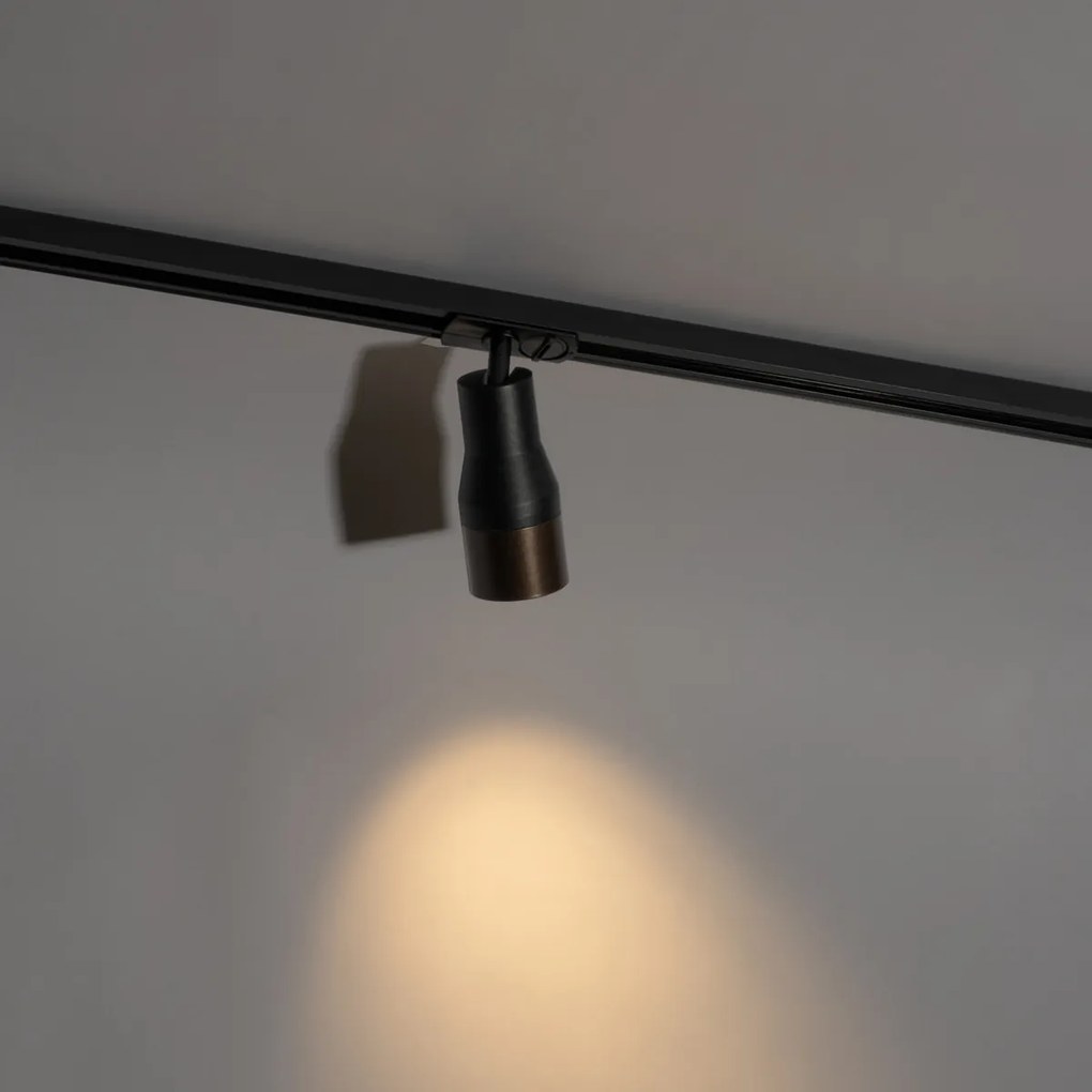Nowoczesny reflektor szynowy czarny z ciemnym brązem do systemu szynowego jednofazowego - Iconic Kohua