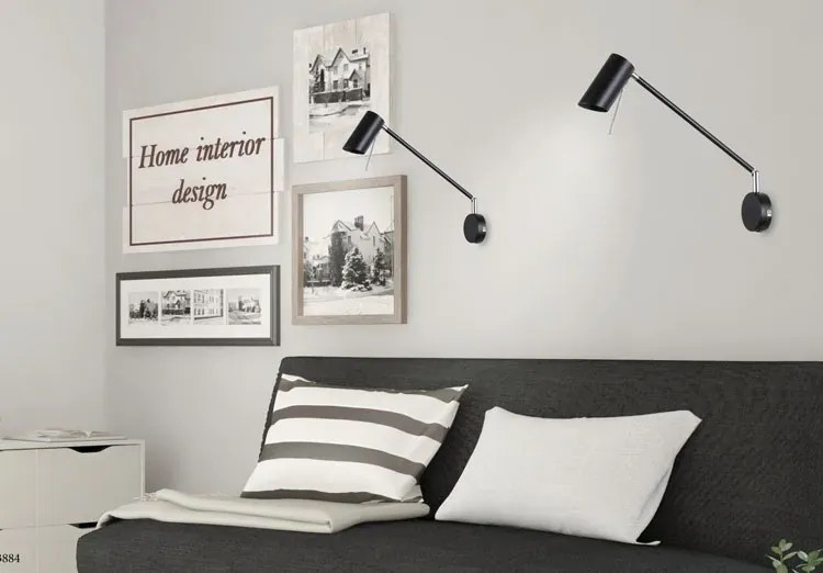 Czarny kinkiet na ramieniu - 25X Z051 B8-G36