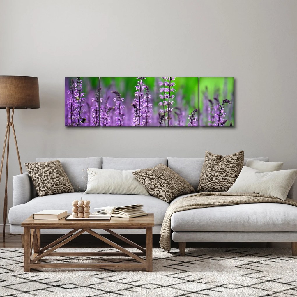 Obraz fioletowych kwiatów polnych (170x50 cm)
